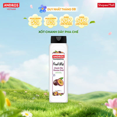 Xốt Chanh Dây Pha Chế - Làm Từ Trái Cây Thật - Nguyên liệu pha chế - ANDROS FRUIT MIX - 820ml