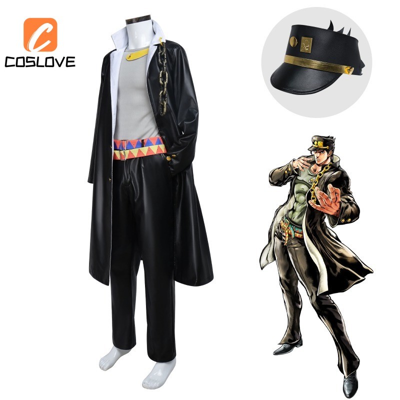 JoJo Kỳ Dị Phiêu Lưu Kujo Jotaro Cosplay Cothing Trọn Bộ Trang Phục Trang Phục Cho Người Đàn Ông Cổ 