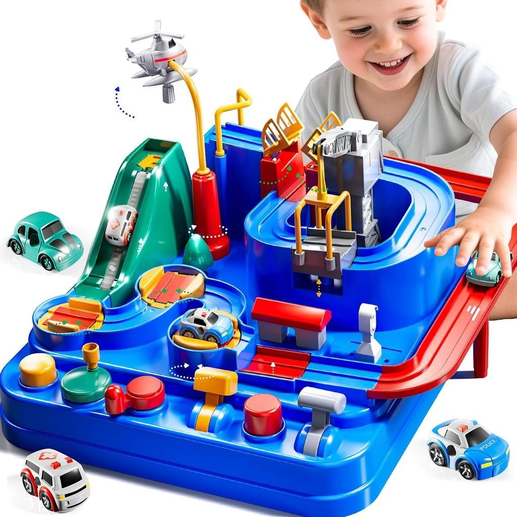 Car Race Track for Kids Ages 4-8, Kids Car Toys for 3 Year Old Boys, Race Track for Toddlers, City S