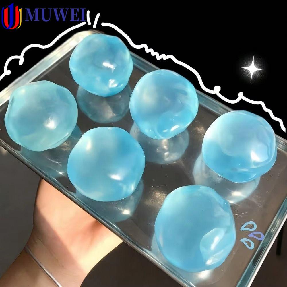 MUWEI Dầu Dừa Squishy Bóng, Bóng Xanh Trong Suốt Đồ Chơi Bóp Nhanh, Thạch Trong Suốt Di Động Tăng Ch