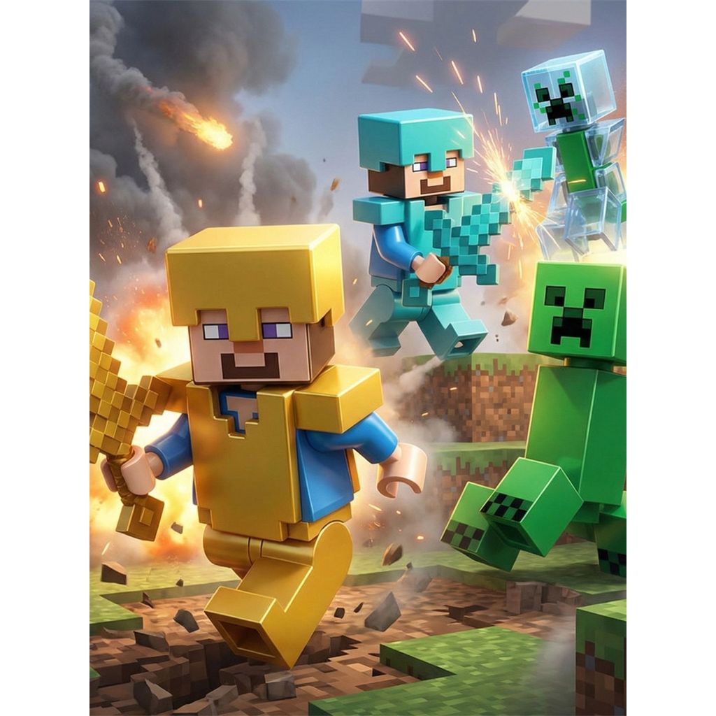 Sản phẩm mới Minecraft Minifigure Steve Armor Khối xây dựng Búp bê Minifigure Khối xây dựng Lắp ráp 