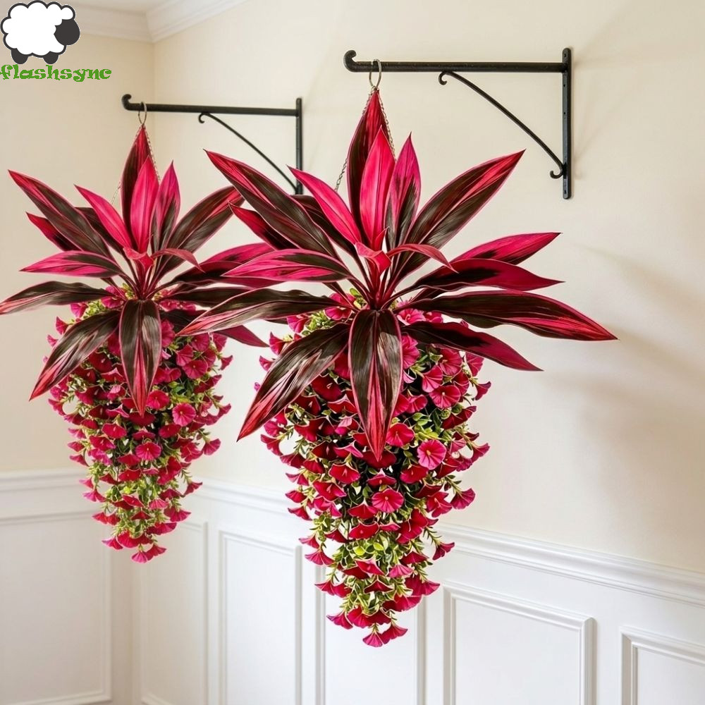 FLASHSYNC Nhân Tạo Dracaena Morning Glory Treo Vine, Real Touch Lush Leaves Giả Trailing Petunia Flo