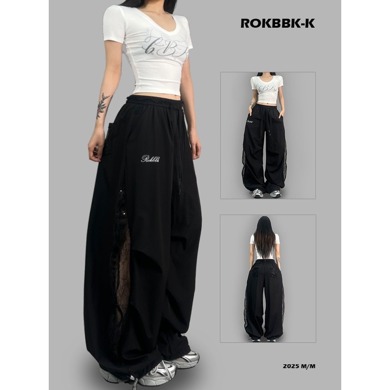 Jazz Dance / Bn Street Dance Street Wear Ren Rỗng Sweatpants Nữ dáng rộng Hip Hop Jazz Dance Quần