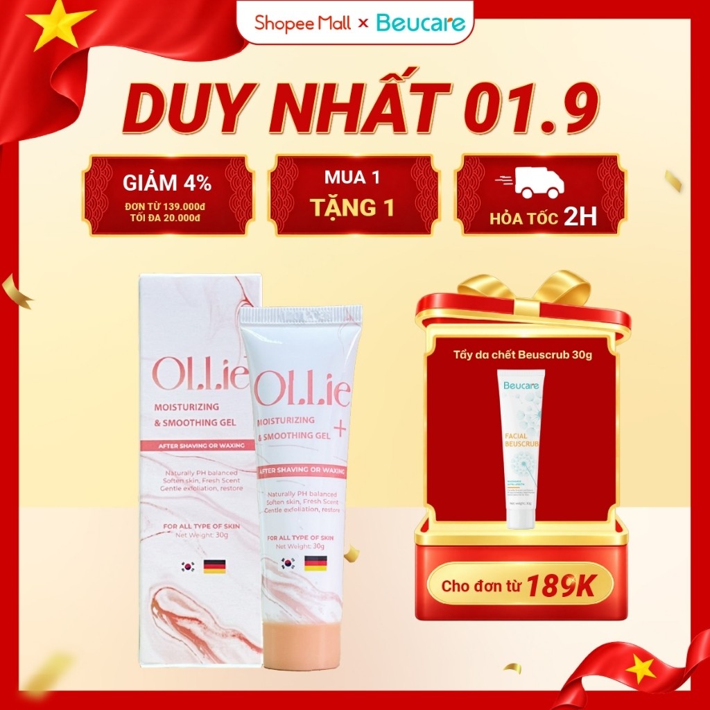 Kem dưỡng da Ollie sau tẩy lông làm dịu da, mềm mịn và làm chậm quá trình mọc lông chiết xuất thiên 
