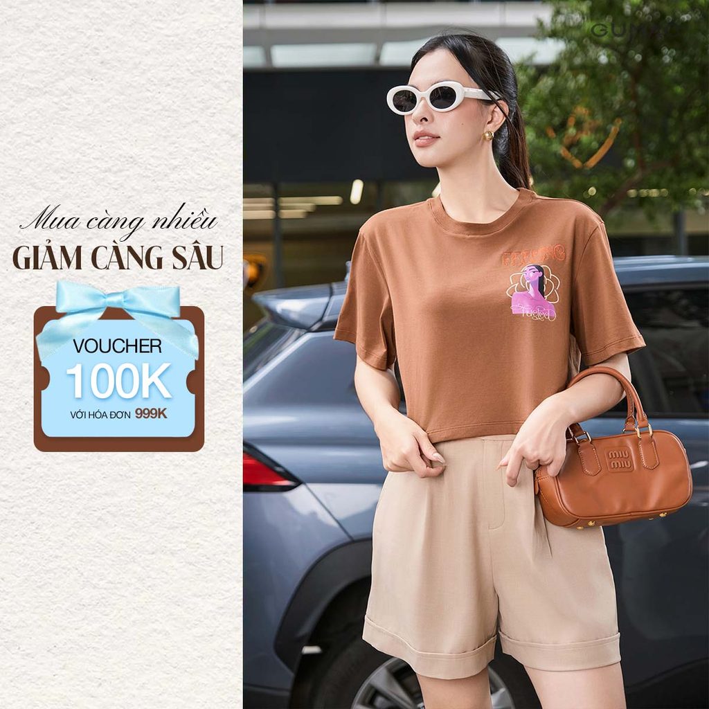 Áo Thun Nữ In Phối Thêu Thời Trang GUMAC ATE07015