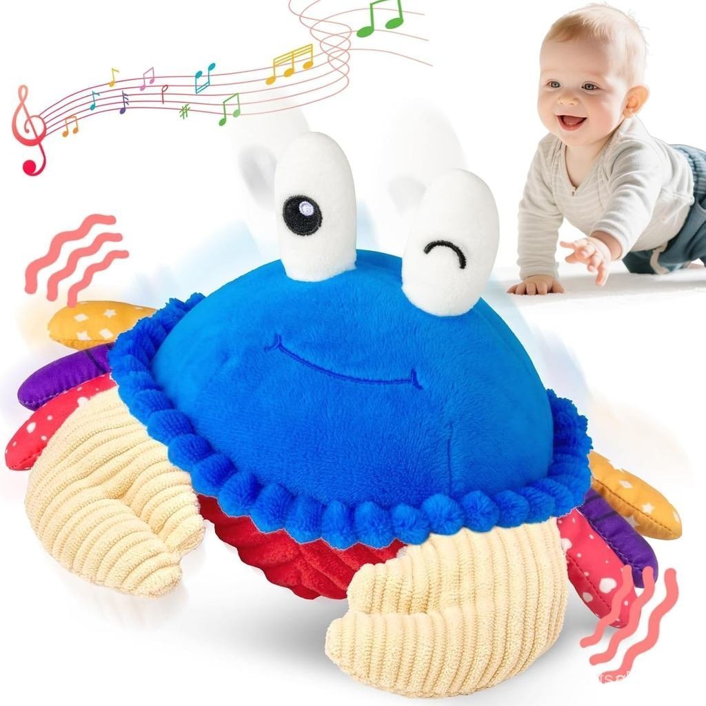 InteractiveCrawlingCrabBabyToy, MusicalToywith40Songs & Ghi âm|SoftPlushToyforTummyTime, SensoryPlay