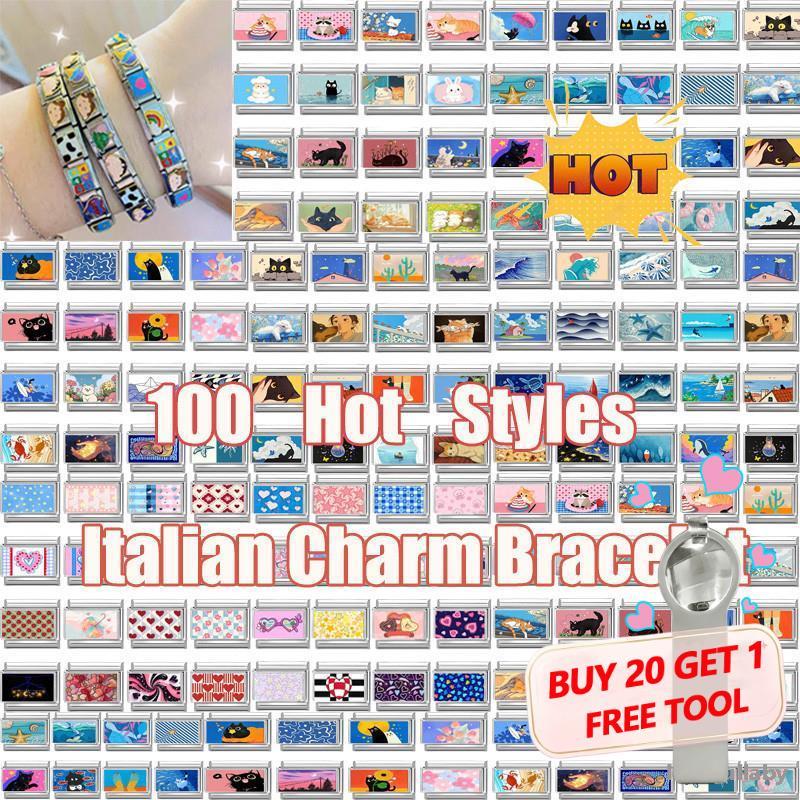 New Fashion Personalized DIY Blue Red Color Italian Charm Bracelet Animals Eat Food Bead 9mm Bracele
