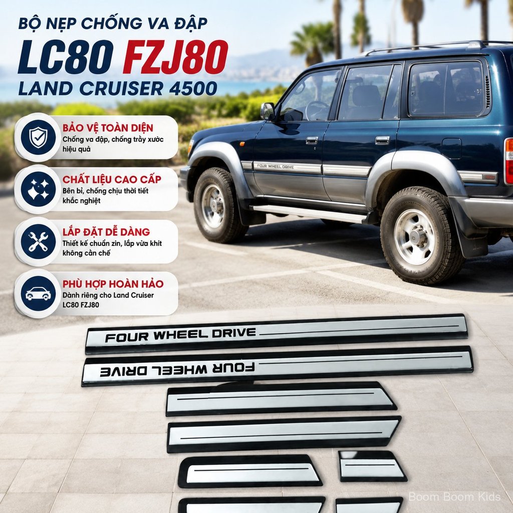 Thanh chống trầy cửa Land Cruiser 4500 LC80 FZJ80, bảo vệ thân xe chống xước, bền đẹp