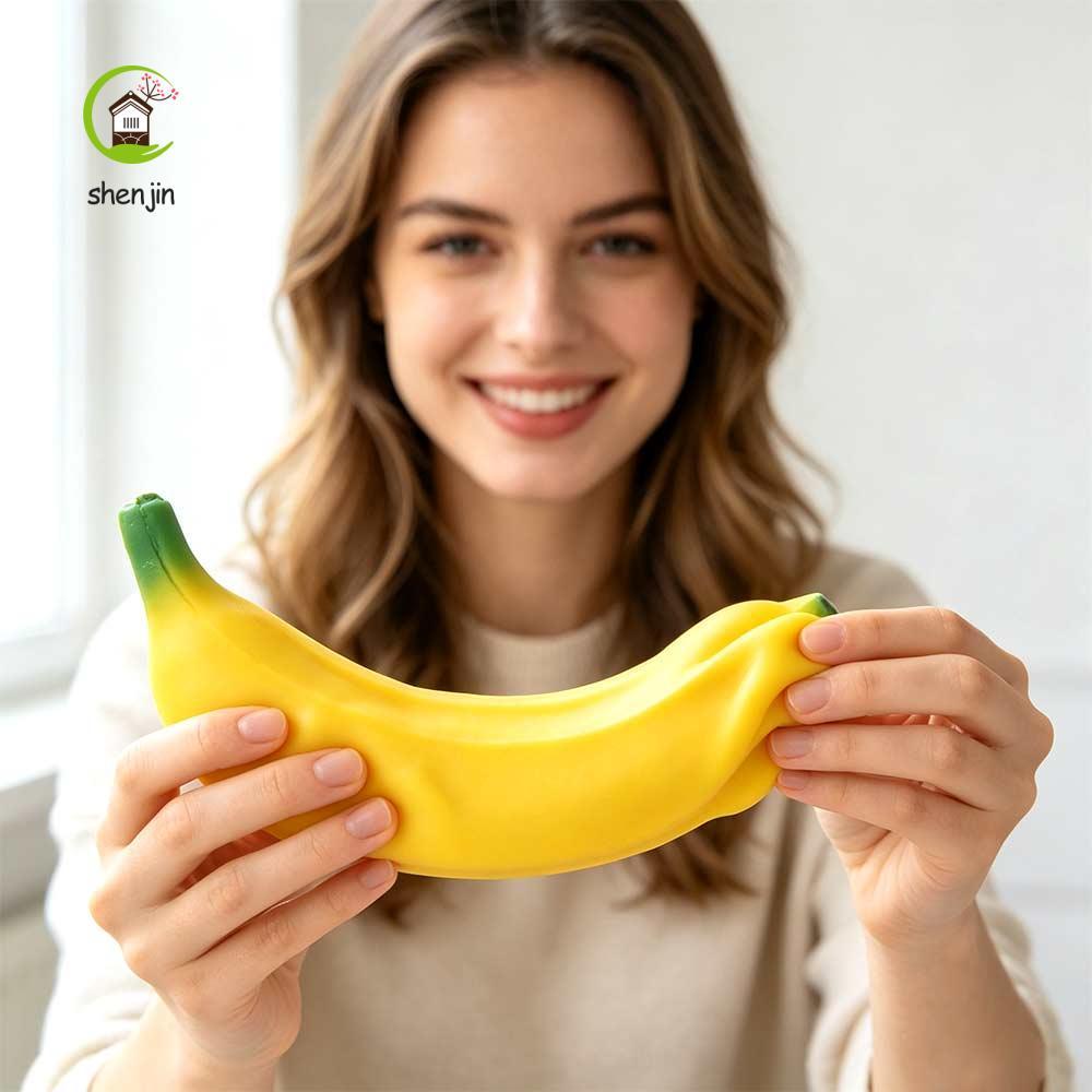 SHENJIN Mềm Squishy Banana, Mô Phỏng Chuối Mềm Đồ Chơi Chuối Phục Hồi Chậm, Mô Phỏng Hình Chuối Dễ T