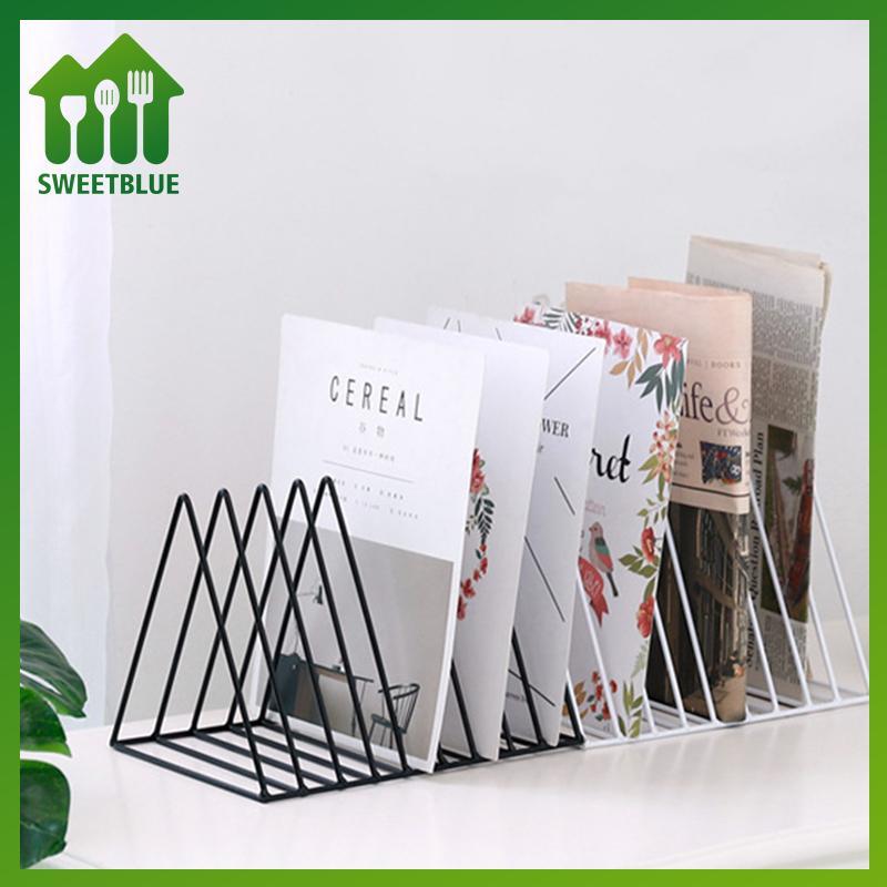 SWEET Book Storage Ra Desktop Iron Bookshelf Vinyl Records Holder Báo Magazines Stand Stationary Org
