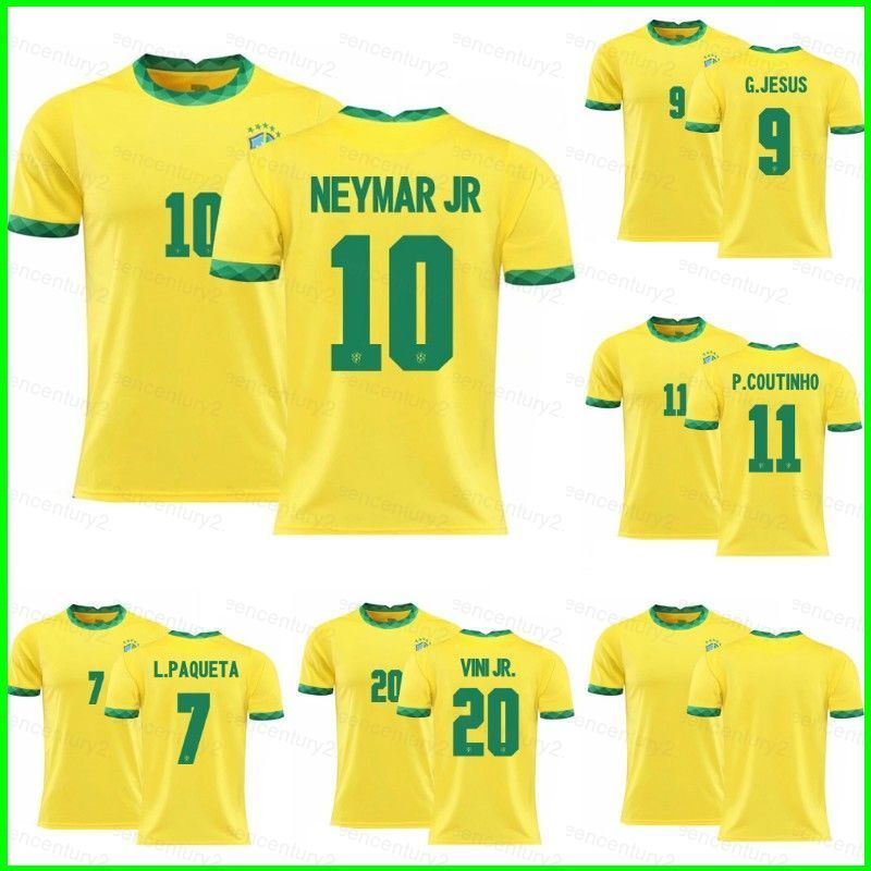 Áo thun bóng đá sân nhà quốc gia Brazil Neymar Paqueta Chúa Giêsu Vini Coutinho Áo bóng đá Tee Unise