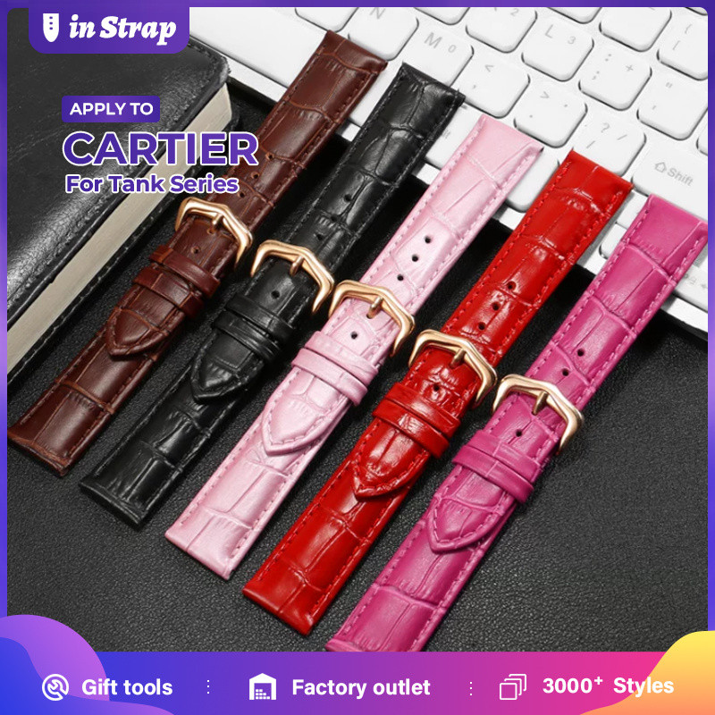 Tương thích với CARTIER Tank MC Series Tank Solo Clé de Cartier Dây đeo đồng hồ bằng da thay thế Nam