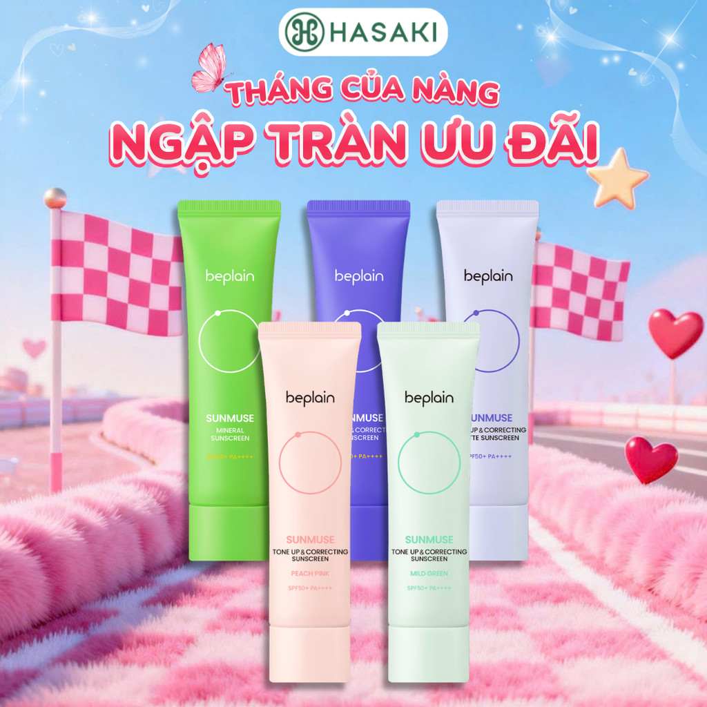 Kem Chống Nắng Beplain Kiềm Dầu, Nâng Tông, Cấp Ẩm 50ml Sunscreen SPF50+ PA++++ Hasaki Chính Hãng