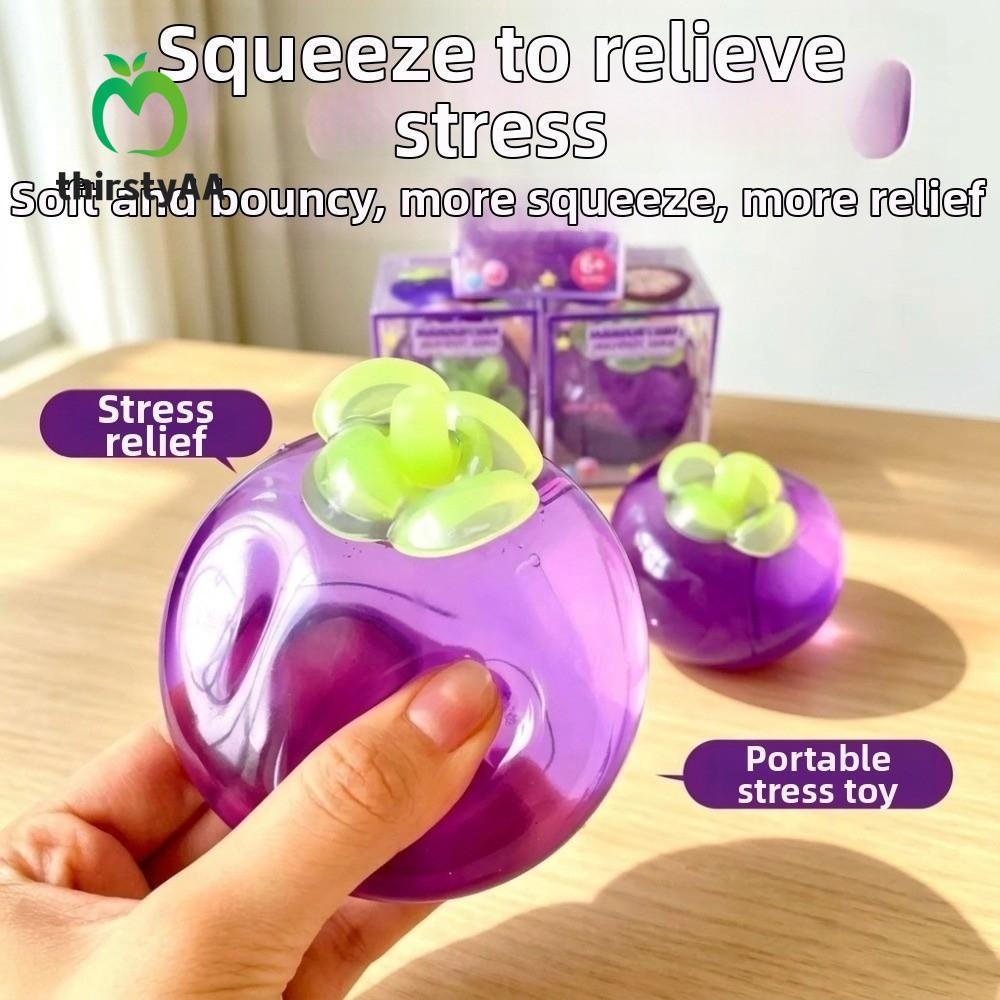 THIRSTYAA TPR Fidget Toy, Đồ chơi bóp Mangosteen siêu mềm dẻo, Di động vui nhộn Nhào tay thư giãn Ma