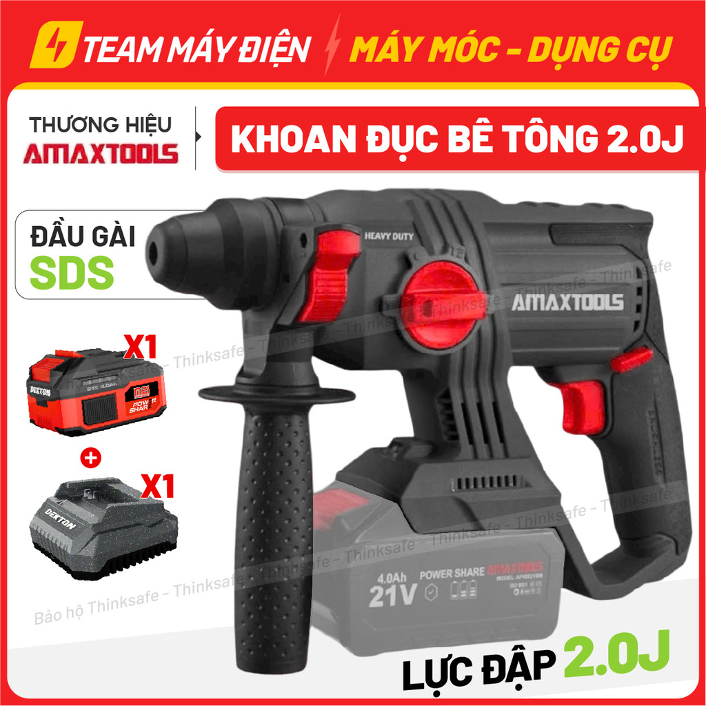 Máy khoan bê tông pin Amaxtools A3CN22SM lực 2.0J tua 1450rpm motor brushless chính hãng