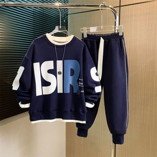   120-170 size  Bộ quần áo nỉ cổ tròn cho bé Nam phong cách Hàn Quốc Len áo  bbr 