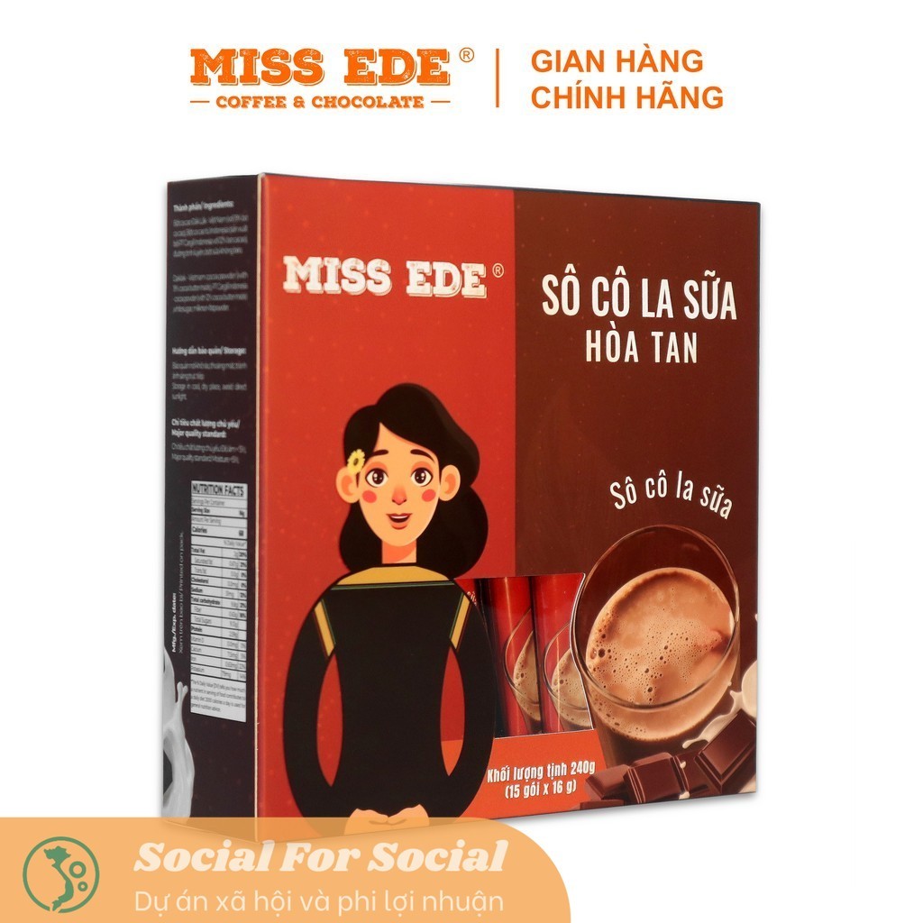 Sô cô la sữa hoà tan MISS EDE - 240 g (15 góix16 g)