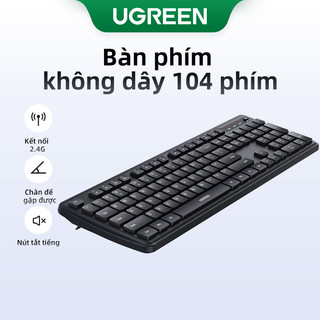 Bàn phím trượt không dây UGREEN 2.4G Thiết kế tiện dụng Hộp số 10M 104 phím Nút tắt tiếng có thể gập lại