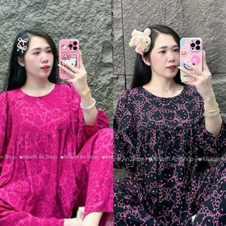  Khánh An Shop Đầm Babydoll KA 123 - Đồ Bộ Tole Lanh Nữ Mặc Nhà Áo Cổ Tròn Tay Dài Quần Dài Chất Liệu Mềm Mịn Mát 