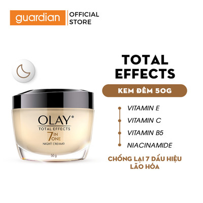 Kem Dưỡng Ẩm OLAY TOTAL EFFECTS Ban Đêm Phục Hồi & Hỗ Trợ Làm Chậm 7 Dấu Hiệu Lão Hóa 50G