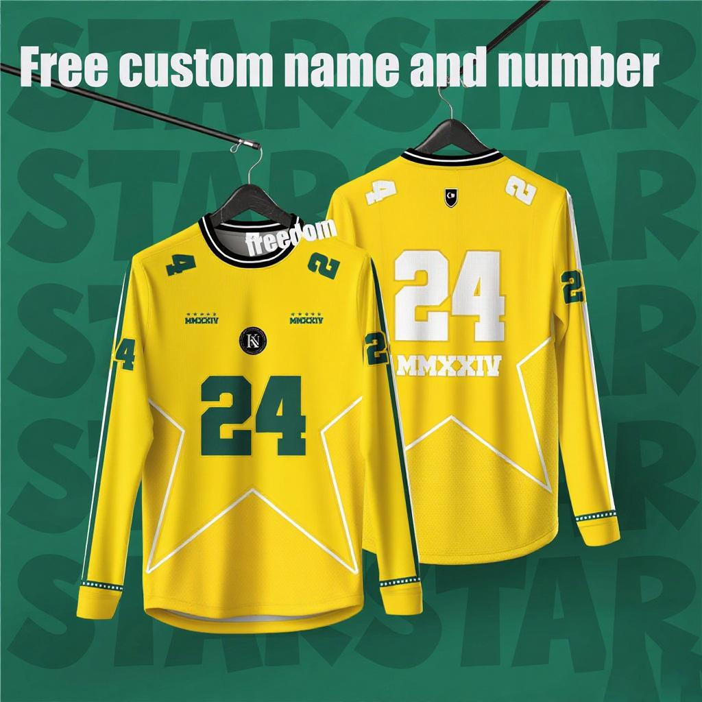 Áo thun NFL jersey dài tay cho trẻ em và người lớn, có thể tự định tên và số, chất liệu khô nhanh