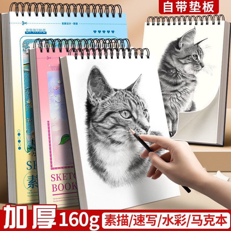 Sketchbook 8K Cuộn Dây Dày Da Bò Sketchbook A4 Sketchbook 16K Bề Mặt Cứng Sketchbook Sketch Painting