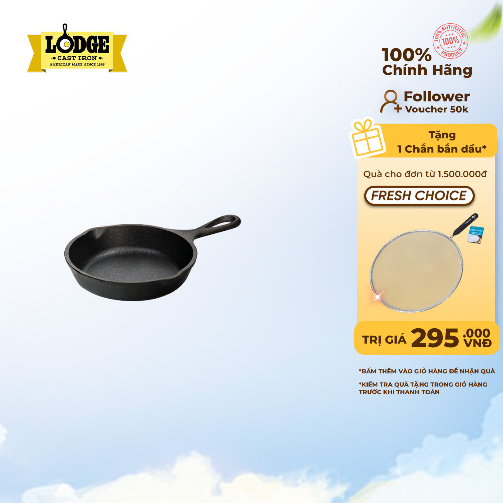 Chảo gang Lodge sản xuất tại Mỹ nhiều kích thước sử dụng trên mọi loại bếp 12.7cm