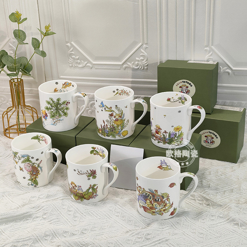 LU3N Japanese-style high-appearance Totoro series ceramic mugs, home-use children's milk cups and wa