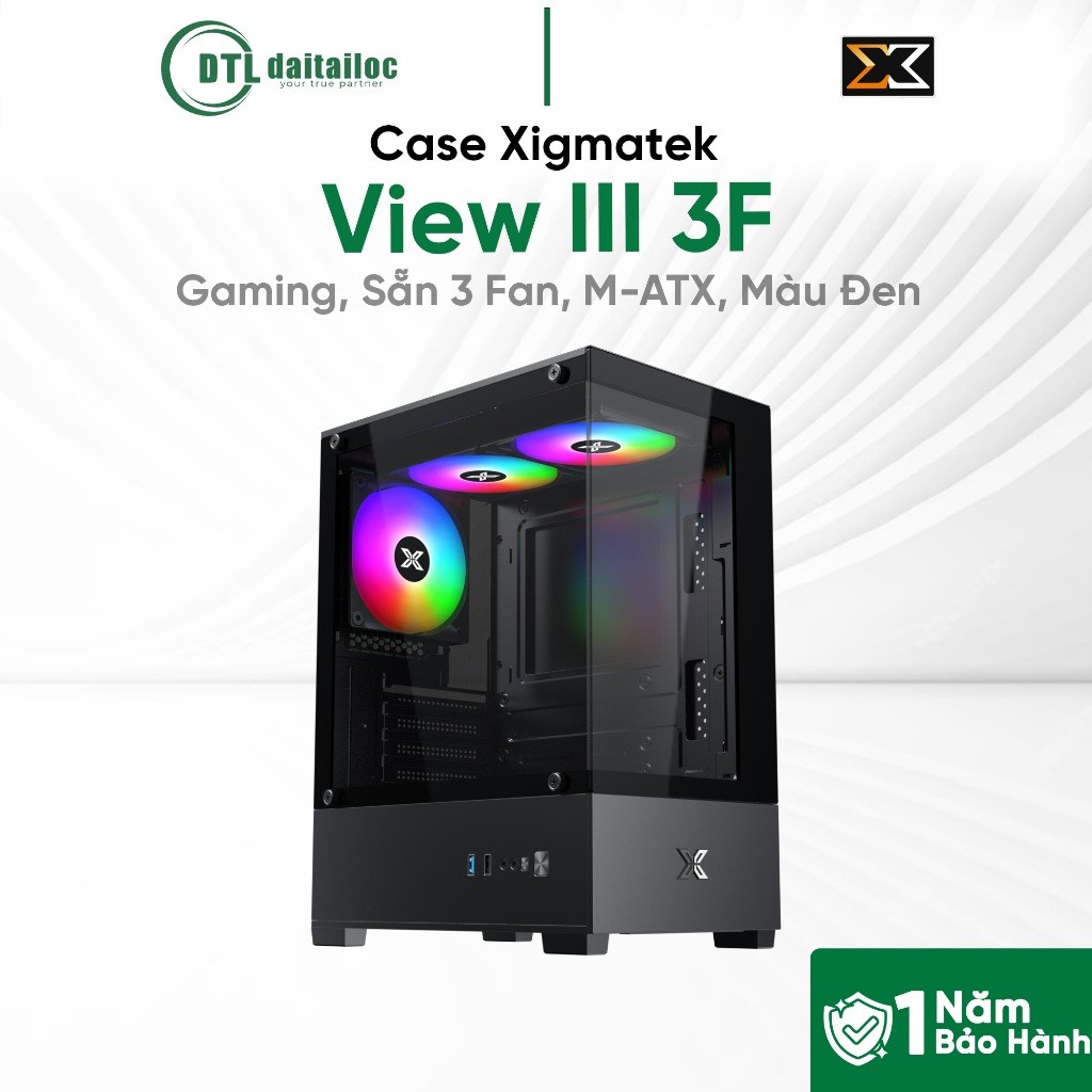 Case Xigmatek View III 3F Gaming Sẵn 3 Fan M-ATX Màu Đen | Chính Hãng | Bảo Hành 12 Tháng