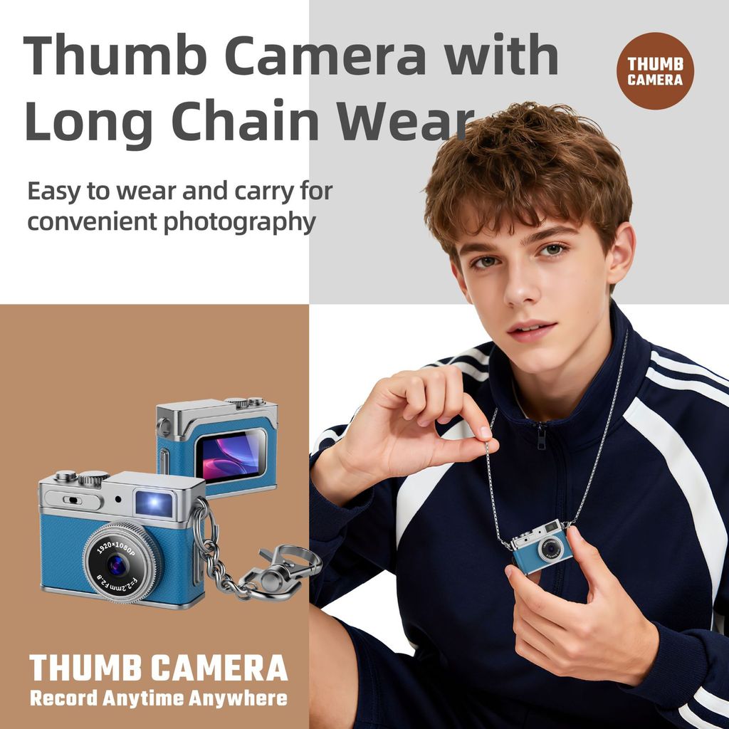 Camera ngón tay cái di động 1080P HD Retro Mini Digital Cam CMOS 200W HD Đầu ghi Video bỏ túi nhỏ gọ