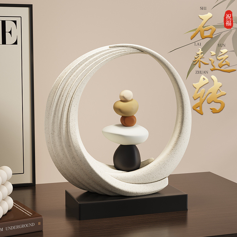 Đồ Decor Bàn Làm Việc Vòng Tròn Đá Cân Bằng Trang Trí Phòng Khách Văn Phòng, Quà Tặng Tân Gia Kỷ Niệ