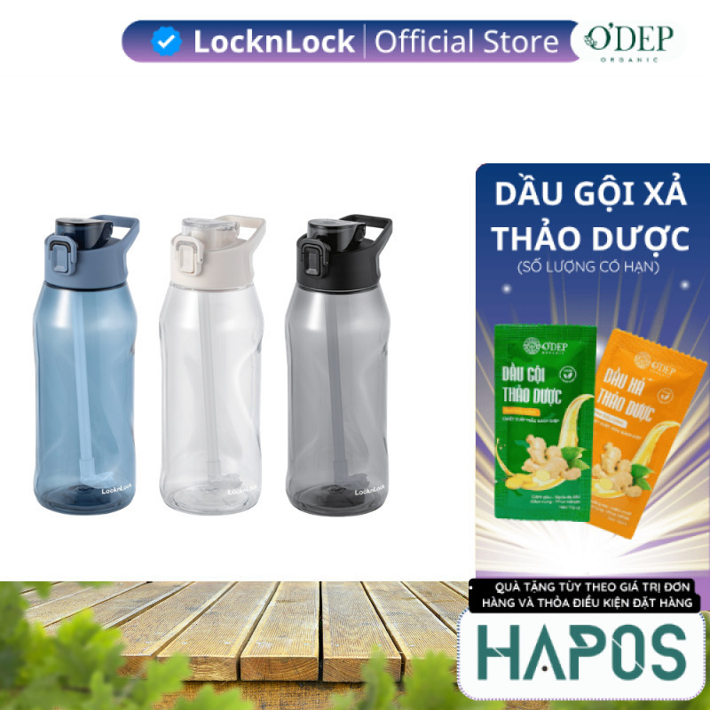 Bình nước nhựa Tritan 1.05 Lít LocknLock , Kèm ống hút One-Touch Sports Bottlen ABF926, Nhiều Màu - 