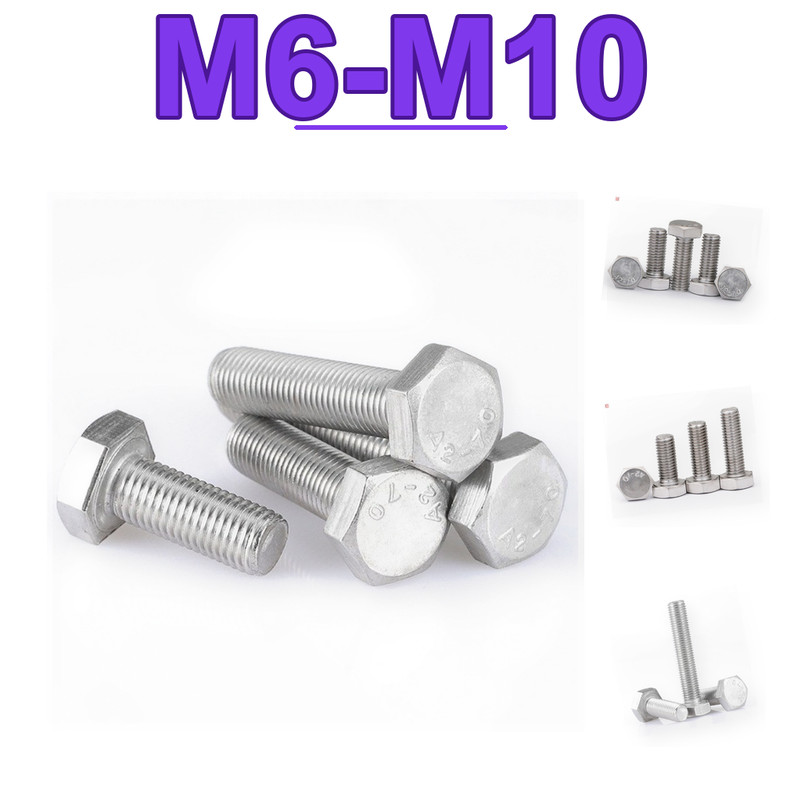 INOX 304 Bu lông lục giác ngoài ren mịn M6*0.75*10 M6*0.75*12 M6*0.75*16 M6*0.75*20 M6*0.75*25 M6*0.