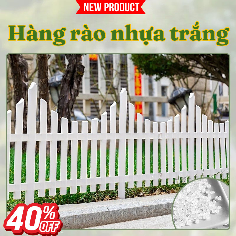 Hàng Rào Nhựa PVC Joful Home Trang Trí Bồn Hoa Sân Vườn Khóa Ghép Nối 360° Màu Trắng Đẹp