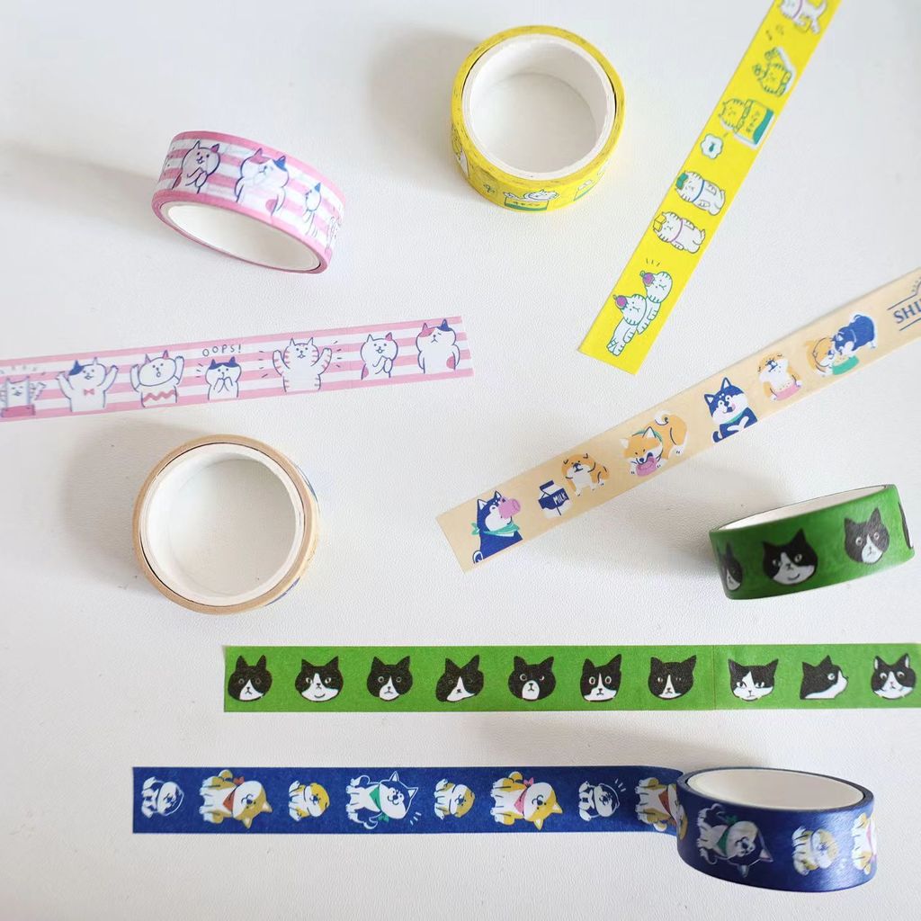 [Boom Boom Boom Shop] ~ Băng Washi Mèo Nhật Bản Động Vật Dễ Thương Shiba Inu Băng Cuộn Sổ Tay Chất L