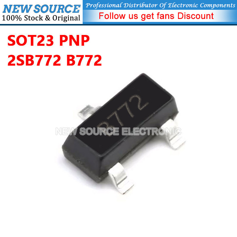 [20-100 chiếc] 2SB772 B772 SOT23 PNP Bộ ba nguồn SMD Chip Nguồn mới