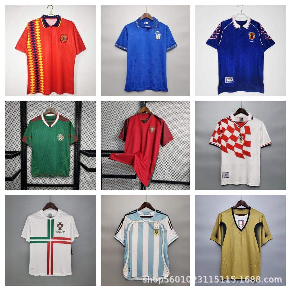 1970-2018 Retro Đội tuyển quốc gia cũ Argentina Bồ Đào Nha Tây Ban Nha Áo bóng đá Ý Áo sơ mi