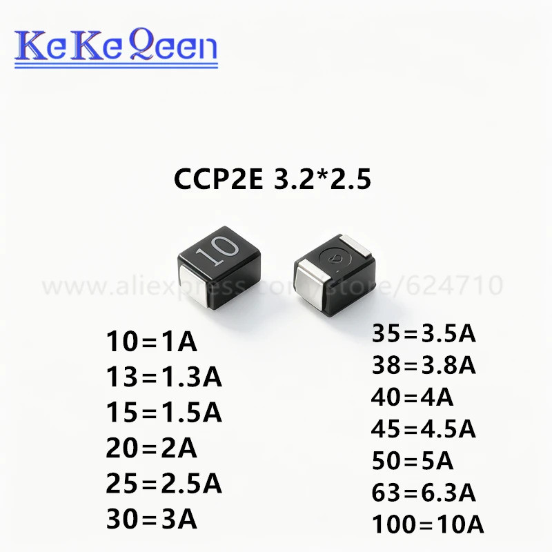FUSE 10 Chiếc MICRO FUSE 3.2 * 2.5mm CCP2E10 / 13 / 15 / 20 / 25 / 30 / 35 / 38 / 40 / 45 / 50 / 63 