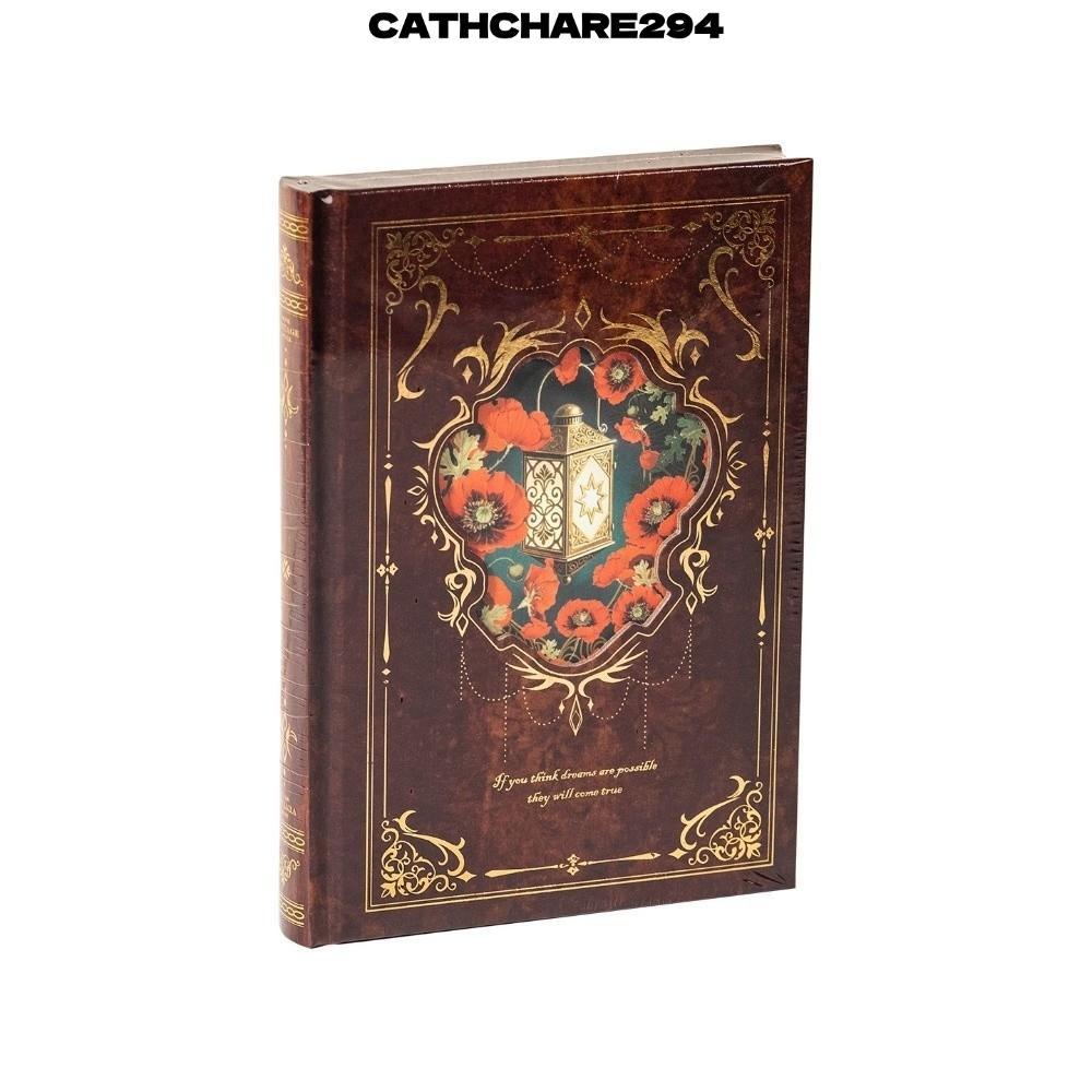 CATCHARE294 Nhật Ký A6, Century Hymn Series DIY A6 Bìa Cứng Notebook, Retro 192 Tờ Thêu Sò Tạp Chí N