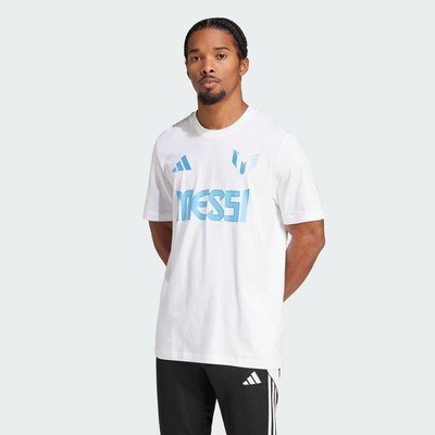 adidas Football Messi Name and Number Graphic Tee Men White JJ1418