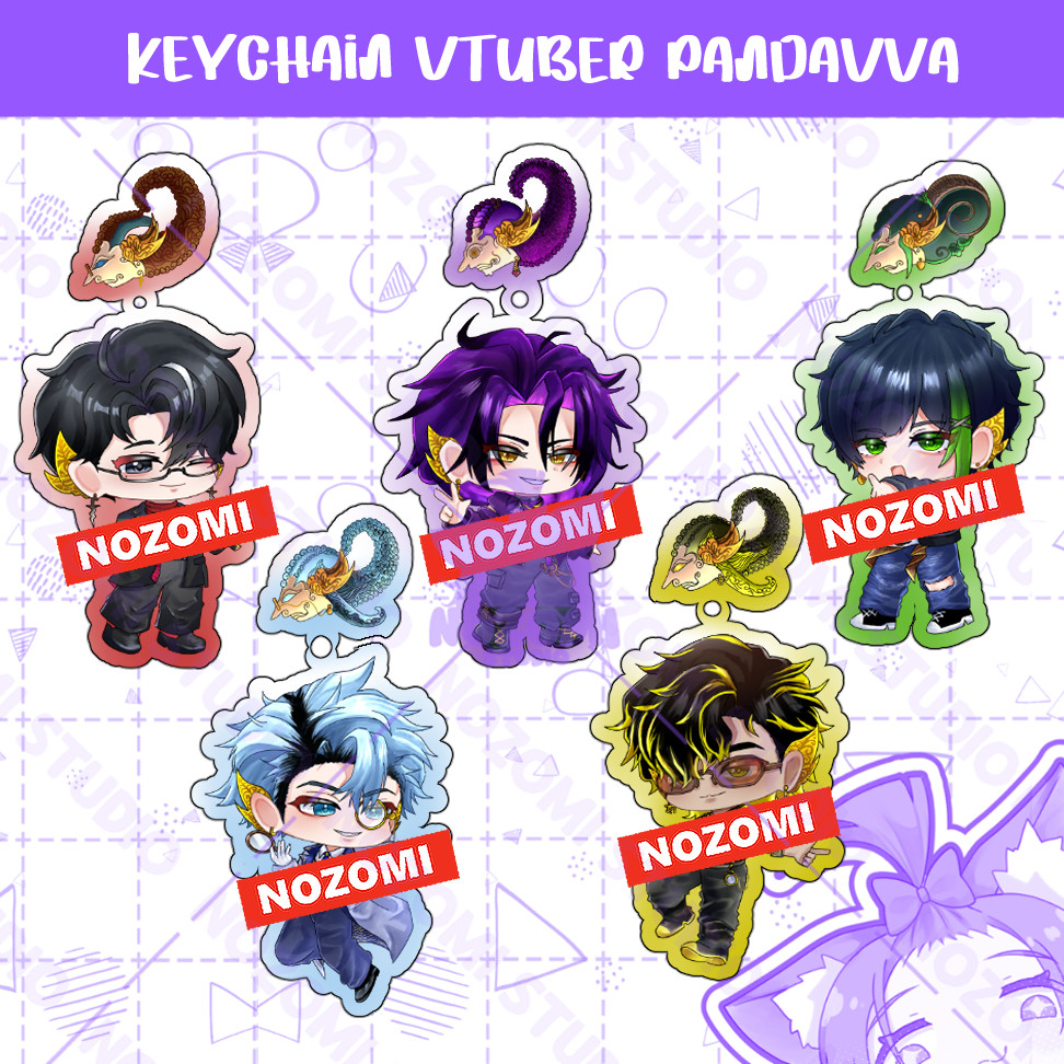 Keychain Akrilik / Gantungan Kunci VTUBER PANDAVVA : ARJUNA / BIMA / YUDISTIRA / NAKULA / SADEWA