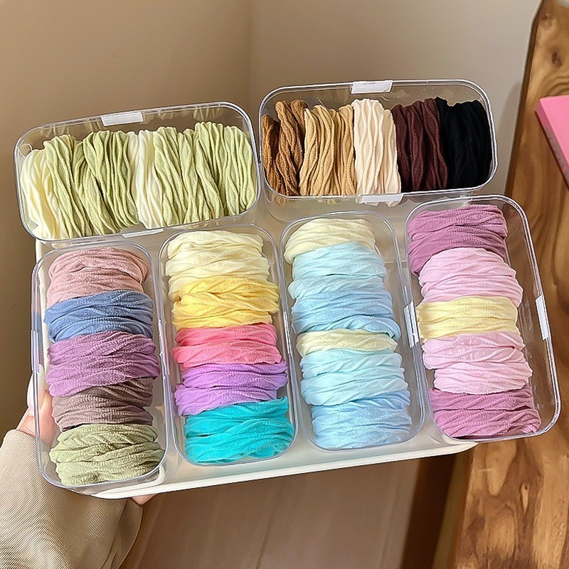 10 Dây buộc tóc mềm đàn hồi  Dây buộc cơ bản Scrunchie Cao su đuôi ngựa new10 LASET