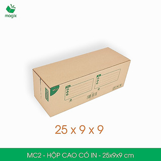 Mc2 - 25x9x9 cm - combo 20 hộp dài - hộp carton đóng hàng, hộp nắp gài, hộp quà | magix packaging