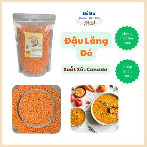 1KG Đậu Lăng Đỏ Tách Vỏ hữu cơ nhập khẩu Canada _ đậu lăng đỏ