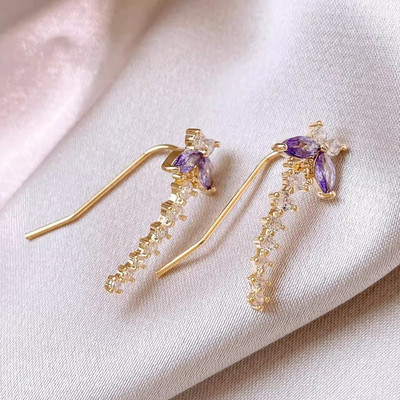 Pinkdudu Full Kim Cương Giả Bướm Bông Tai Dành Cho Nữ Thanh Lịch 3D Pha Lê Tòn Ten Giọt Trang Sức Với Lấp Lánh Hoàn Thiện PD2558