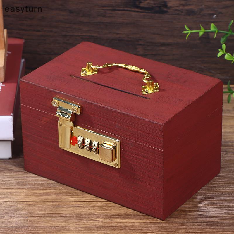 [Eas] Hộp Gỗ Mật Khẩu Lo Tiết Kiệm Tiền Hộp Đựng Tiền Xu Heo Đất Tổ Chức Với Lo Hộp Kho Báu Cho Thẻ 
