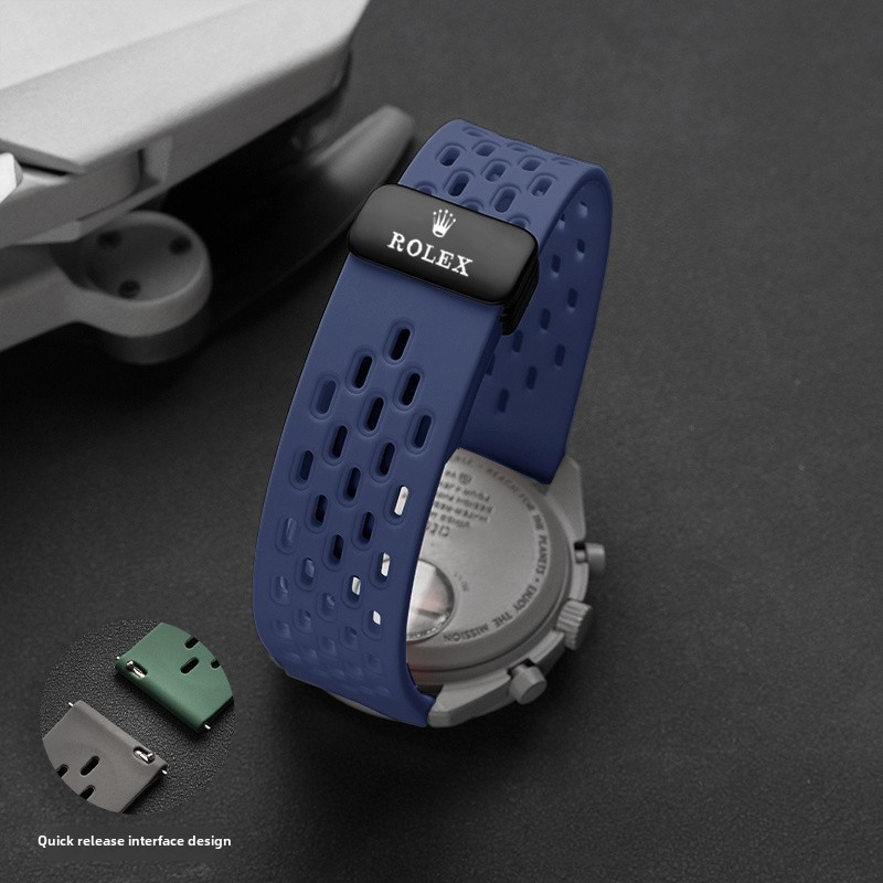 7/17✈Dây đeo silicon từ tính 18mm 19mm 20mm 22mm cho Rolex Submariner / GMT-Master / A