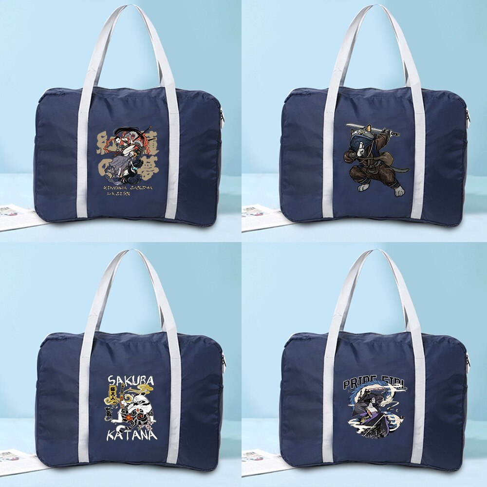 Travel Bag Foldable  Unisex Clothes Organizers Large Capacity Duffle Bag Samurai Printed Women Handb