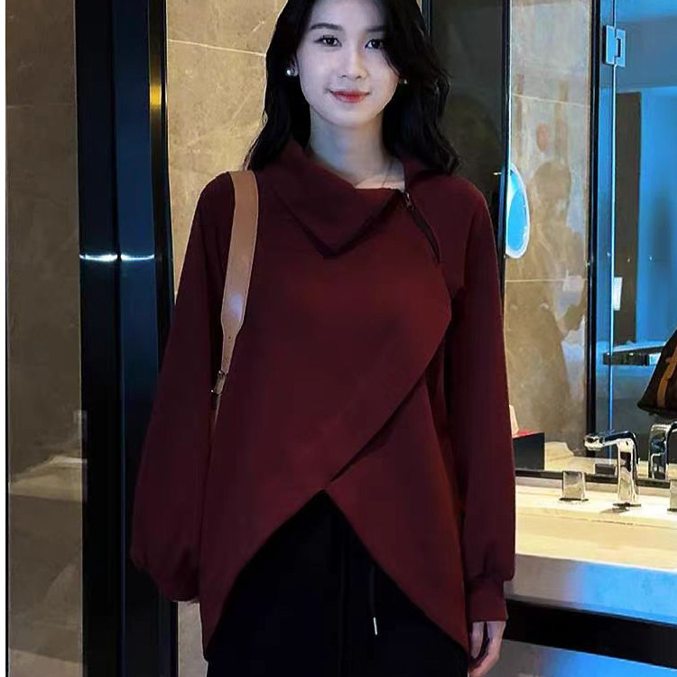 Shabu Fur Composite Silver Fox Fleece Không Đều Áo Thiết Kế Bên Dây Kéo Top