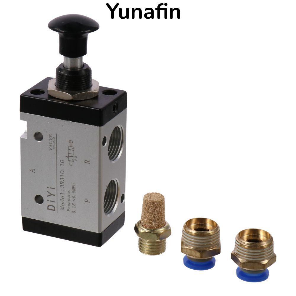 Van điện từ YUNAFIN, Khí nén 3 chiều 3R210-08, Van công tắc không khí Điều khiển bằng tay Air Hand 2